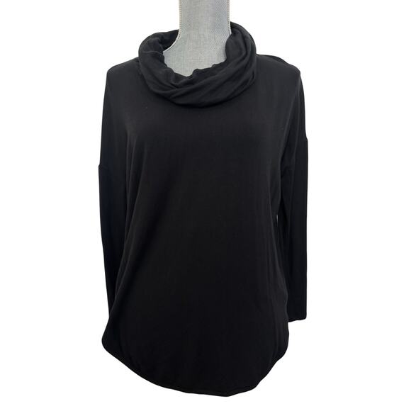 Lou & Grey Black Cowl Neck Cozy Sweatshirt Size Small Minimal Cozy Casual Hygge - Picture 1 of 4